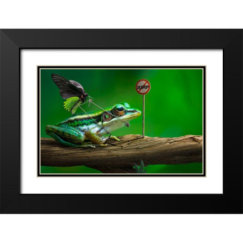 No Jump Black Modern Wood Framed Art Print with Double Matting by Almawash, Sulaiman