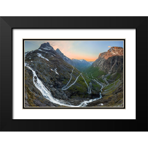 Trollstigen Black Modern Wood Framed Art Print with Double Matting by Olsen, Christer