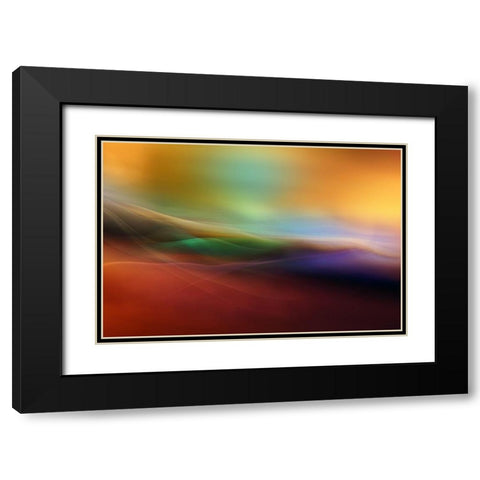 Watercolor Lines Black Modern Wood Framed Art Print with Double Matting by Westum, Heidi