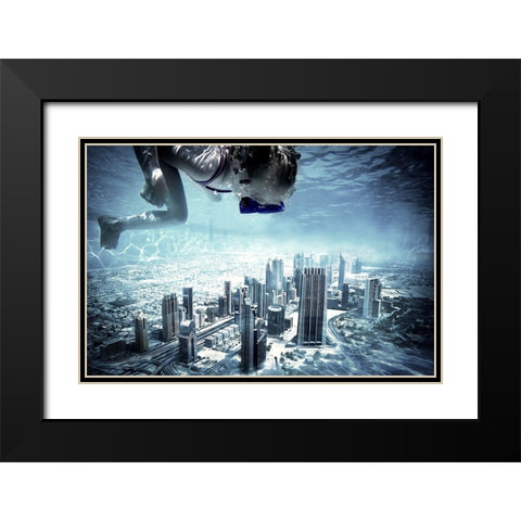 Dubai Pool Black Modern Wood Framed Art Print with Double Matting by Hennen, Marcus