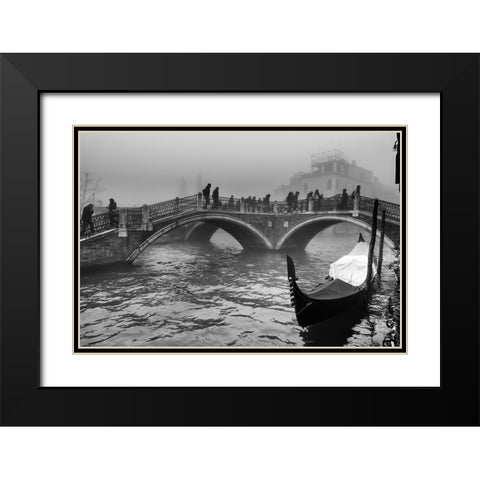 Tre Ponti - Three Bridges Black Modern Wood Framed Art Print with Double Matting by Avolio, Stefano