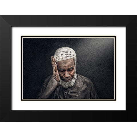 Worries Of Life Black Modern Wood Framed Art Print with Double Matting by ALSaeed, Husain