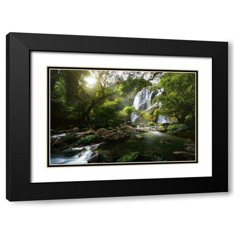 Mountain Stream Black Modern Wood Framed Art Print with Double Matting by Foto, Patrick