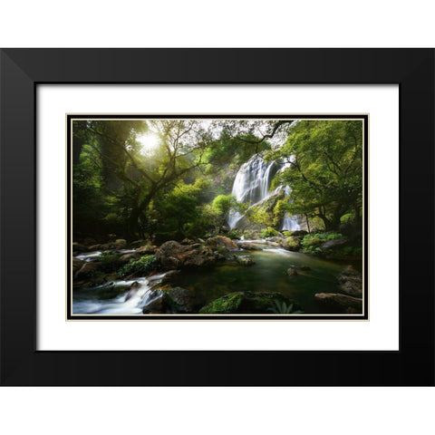 Mountain Stream Black Modern Wood Framed Art Print with Double Matting by Foto, Patrick