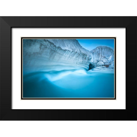 Glacier River Cave Black Modern Wood Framed Art Print with Double Matting by Shi, Fei