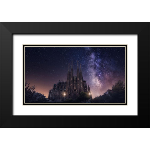 Sagrada Familia Black Modern Wood Framed Art Print with Double Matting by F. Turienzo, Carlos