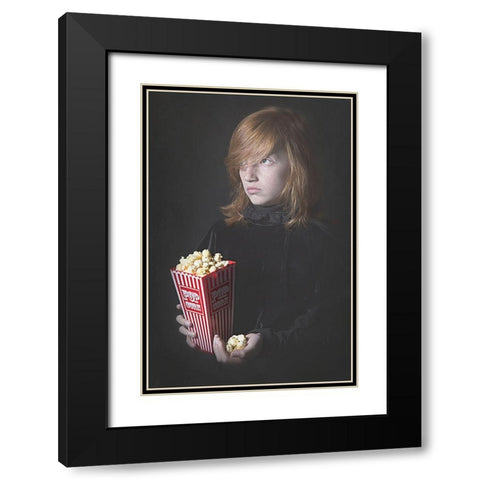 Popcorn Black Modern Wood Framed Art Print with Double Matting by Kayen-Mouthaan, Carola