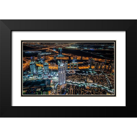 Dubai Night Black Modern Wood Framed Art Print with Double Matting by Schmidtke, Holger