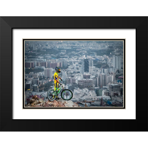 Downhill Black Modern Wood Framed Art Print with Double Matting by Minaeian, Ehsan