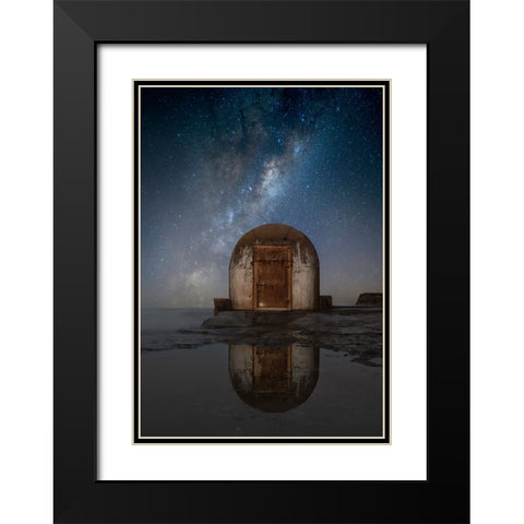 Lonely Hut Black Modern Wood Framed Art Print with Double Matting by Zhu, Jingshu
