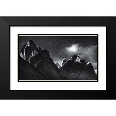 Trango Towers Black Modern Wood Framed Art Print with Double Matting by Shi, Fei