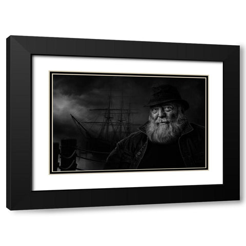 Sitting At The Dock Of The Bay Black Modern Wood Framed Art Print with Double Matting by Brazeau, Claude