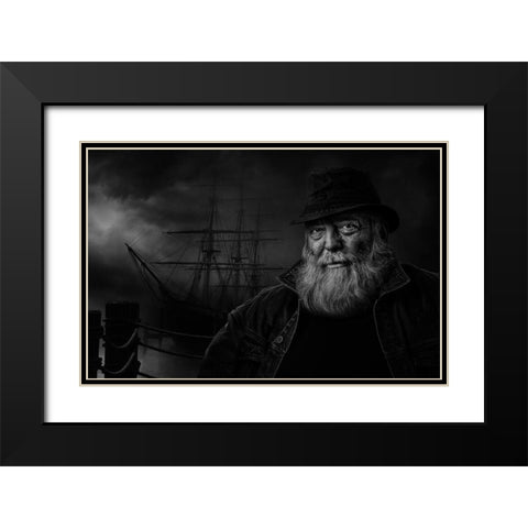 Sitting At The Dock Of The Bay Black Modern Wood Framed Art Print with Double Matting by Brazeau, Claude