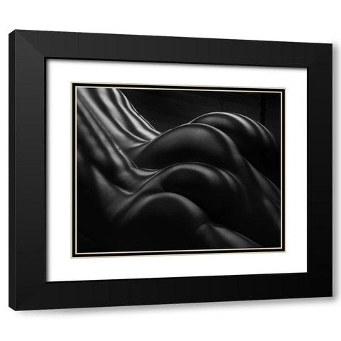 Female Zebra Stripes Black Modern Wood Framed Art Print with Double Matting by Dixon, Colin