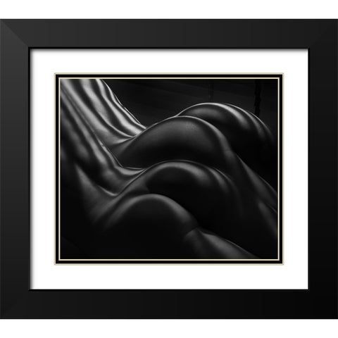 Female Zebra Stripes Black Modern Wood Framed Art Print with Double Matting by Dixon, Colin