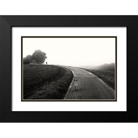 Runners Black Modern Wood Framed Art Print with Double Matting by Wehrmann, Elisabeth