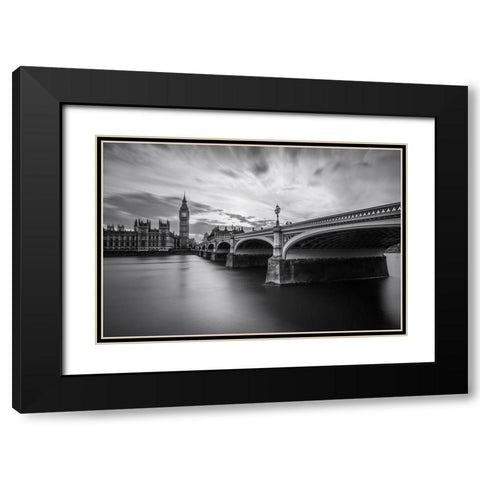 Westminster Serenity Black Modern Wood Framed Art Print with Double Matting by El Assy, Nader