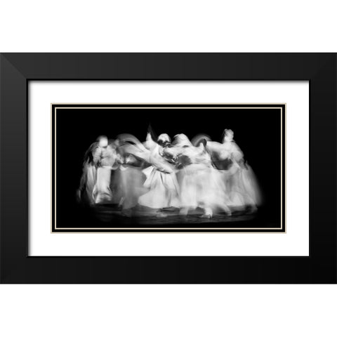 Sufi Dance In Motion Black Modern Wood Framed Art Print with Double Matting by El Assy, Nader