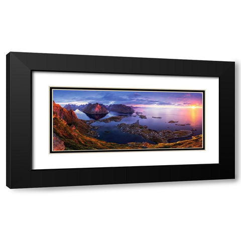 Lofoten Sunrise Black Modern Wood Framed Art Print with Double Matting by Tanase, Sorin