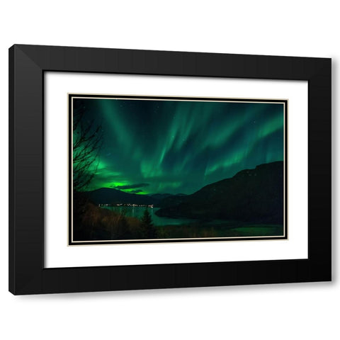 The Green Gold Black Modern Wood Framed Art Print with Double Matting by Caroline Stroksnes, Mette