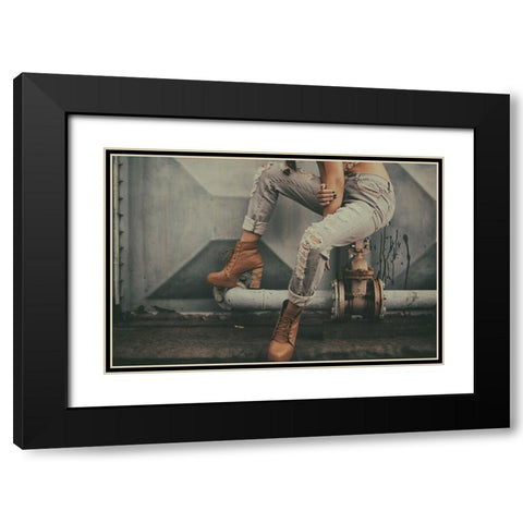 Who Cares Black Modern Wood Framed Art Print with Double Matting by Ridha Mulya, Andi