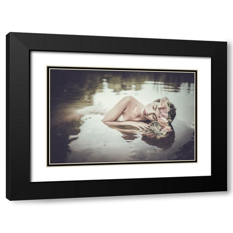 Ophelia Black Modern Wood Framed Art Print with Double Matting by Gorecka, Dorota