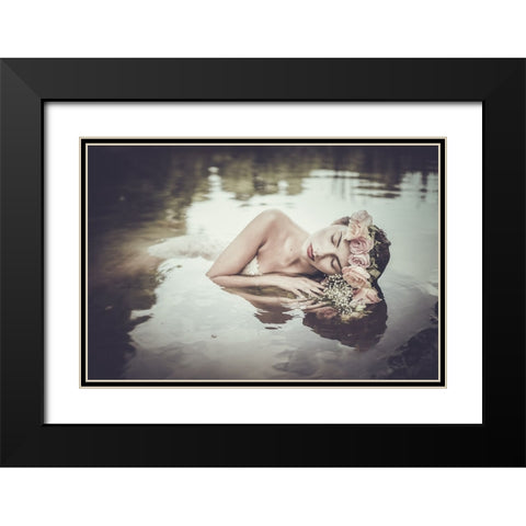 Ophelia Black Modern Wood Framed Art Print with Double Matting by Gorecka, Dorota