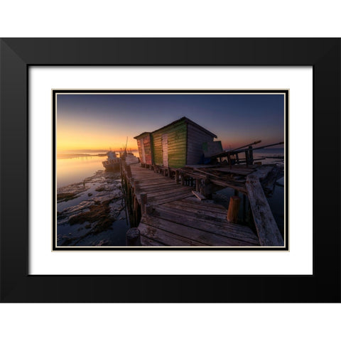 Carrasqueira Fishermanaas  Houses Black Modern Wood Framed Art Print with Double Matting by Ferrero, Ivan