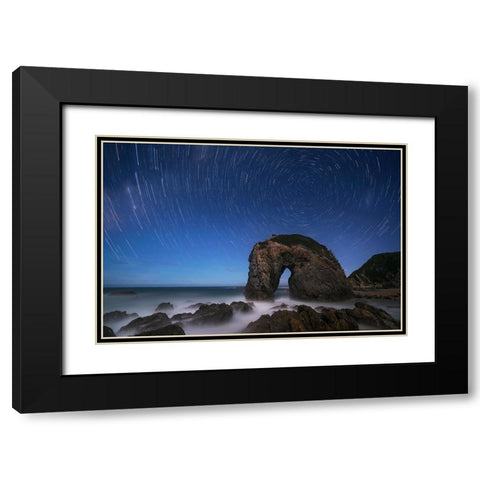 Horse Head Rock Black Modern Wood Framed Art Print with Double Matting by Zhu, Jingshu