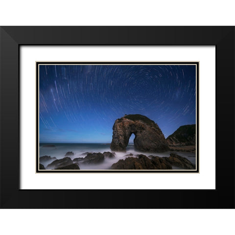Horse Head Rock Black Modern Wood Framed Art Print with Double Matting by Zhu, Jingshu