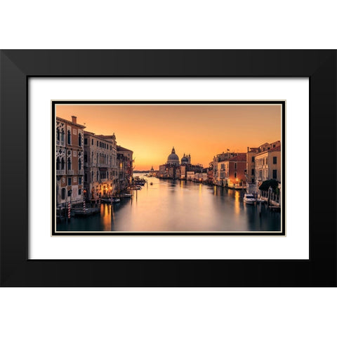 Dawn On Venice Black Modern Wood Framed Art Print with Double Matting by Zhang, Eric