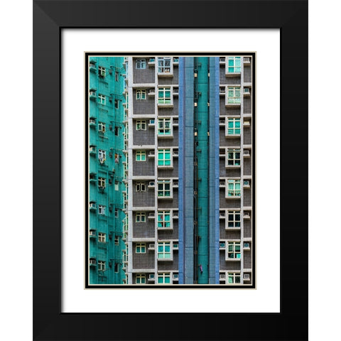 Fractions Black Modern Wood Framed Art Print with Double Matting by Agazzi, Andreas