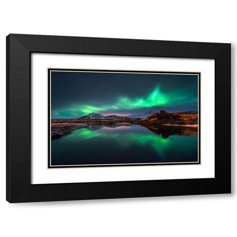Mirrored Aurora Black Modern Wood Framed Art Print with Double Matting by Auf Dem, Andrea