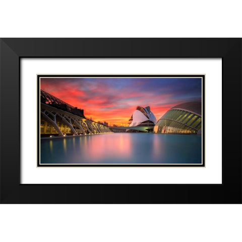 Colours Black Modern Wood Framed Art Print with Double Matting by Camacho, Anto