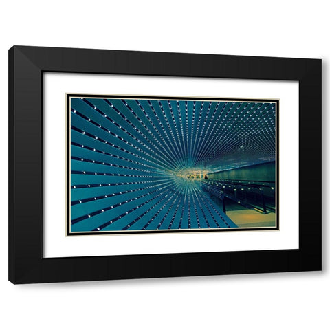 Blue Tunnel Black Modern Wood Framed Art Print with Double Matting by V Ajanel, Oscar