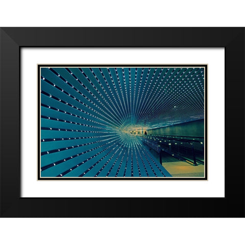 Blue Tunnel Black Modern Wood Framed Art Print with Double Matting by V Ajanel, Oscar