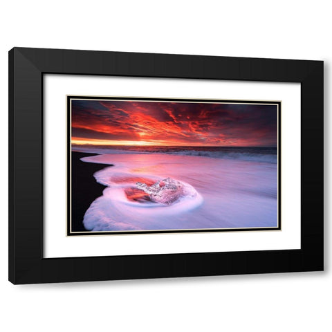 Ice And Fire Black Modern Wood Framed Art Print with Double Matting by Zhu, Jingshu