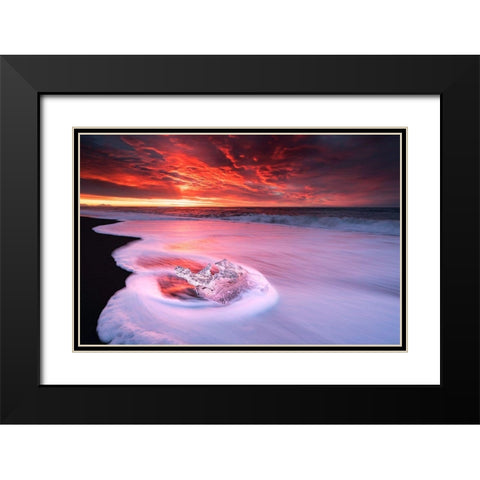 Ice And Fire Black Modern Wood Framed Art Print with Double Matting by Zhu, Jingshu