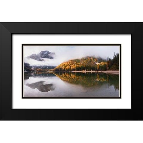 Lake Braies Black Modern Wood Framed Art Print with Double Matting by Krivec, Ales