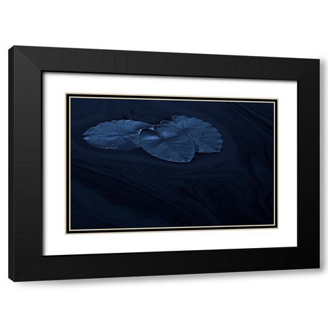 Leaf Black Modern Wood Framed Art Print with Double Matting by Wallberg, Allan