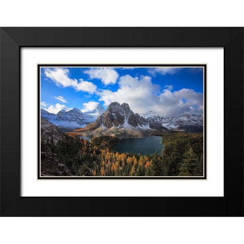 Sunburst Peak Sunrise Black Modern Wood Framed Art Print with Double Matting by Zeng, Hong