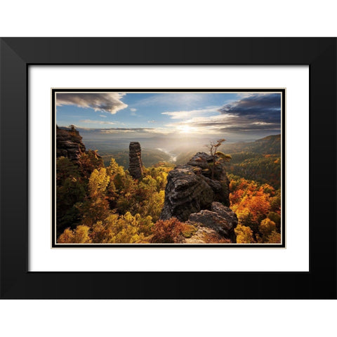 Autumn In The Rocks Black Modern Wood Framed Art Print with Double Matting by Rak, Martin