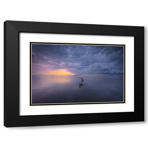 Colorful Sunrise Black Modern Wood Framed Art Print with Double Matting by joanaduenas