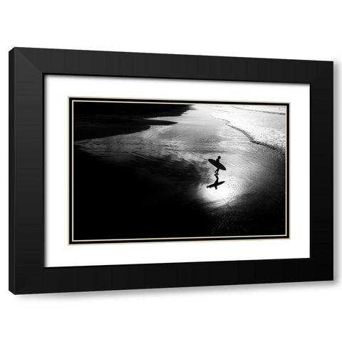 Surf 11 Black Modern Wood Framed Art Print with Double Matting by Della Latta, Massimo