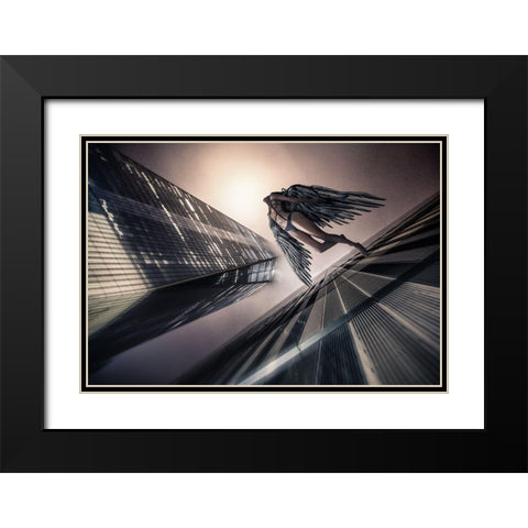 Fallen Black Modern Wood Framed Art Print with Double Matting by Bonugli Kali, Gilles