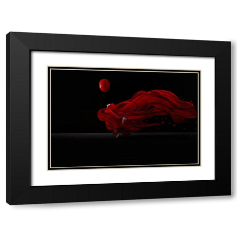 Dancing With The  Balloon Black Modern Wood Framed Art Print with Double Matting by Almawash, Sulaiman