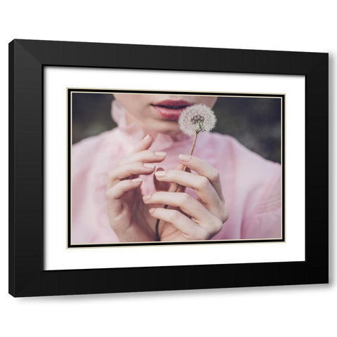 Dandelion Black Modern Wood Framed Art Print with Double Matting by Gorecka, Dorota