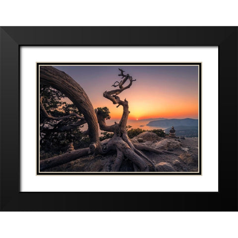 Monolithos Black Modern Wood Framed Art Print with Double Matting by Nikoloulis, Ilias