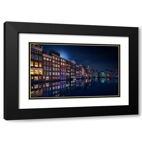 Amsterdam Windows Colors Black Modern Wood Framed Art Print with Double Matting by M. Garcia, Jesus
