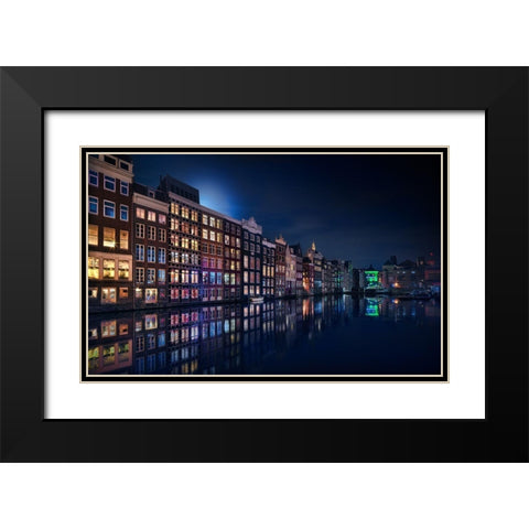 Amsterdam Windows Colors Black Modern Wood Framed Art Print with Double Matting by M. Garcia, Jesus